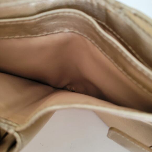 Coach Wallet Canvas Leather Signature Bifold 5x4 Medium Beige Compact Metallic - Picture 7 of 13